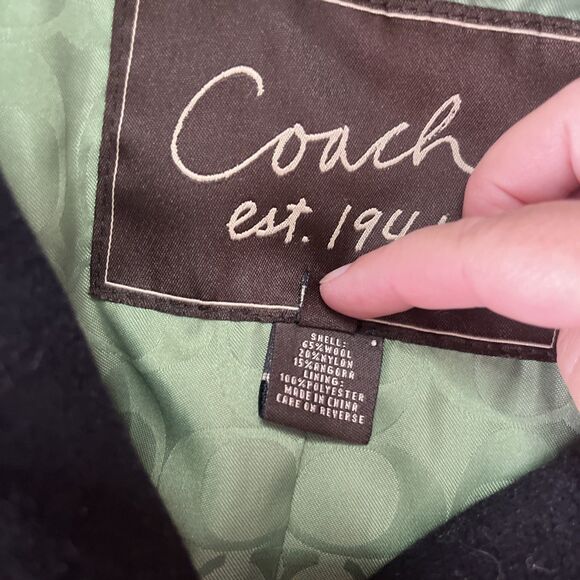 Coach Signature Peacoat Womens XS Black Wool Angora Shawl Collar Classic Gold - Picture 3 of 8